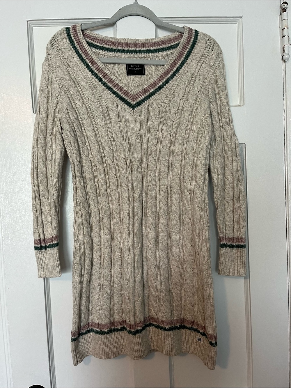 Abercrombie & fitch vintage Y2K cable knit preppy mini sweater dress sz L